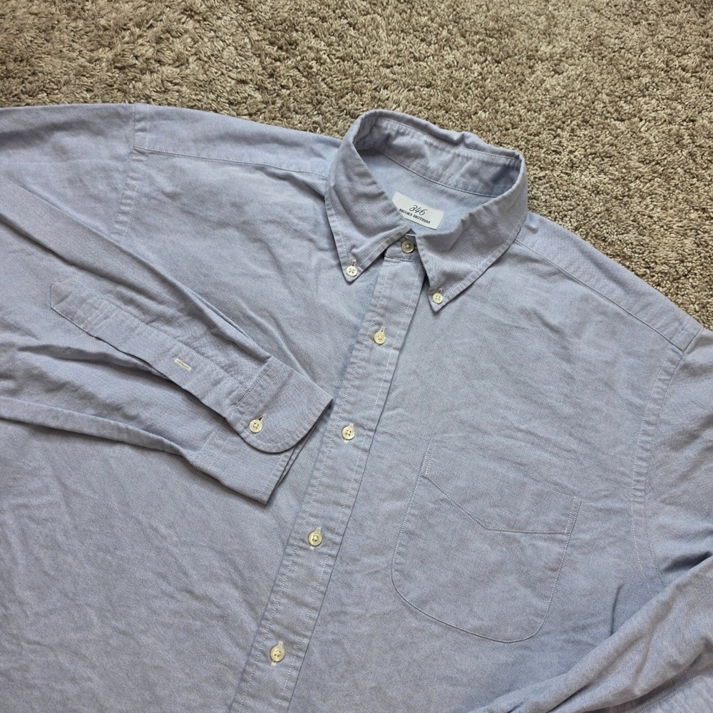 Brooks Brothers 346 Button Down Shirt Men 16.5 34/35 Blue Outdoor Casual VINTAGE